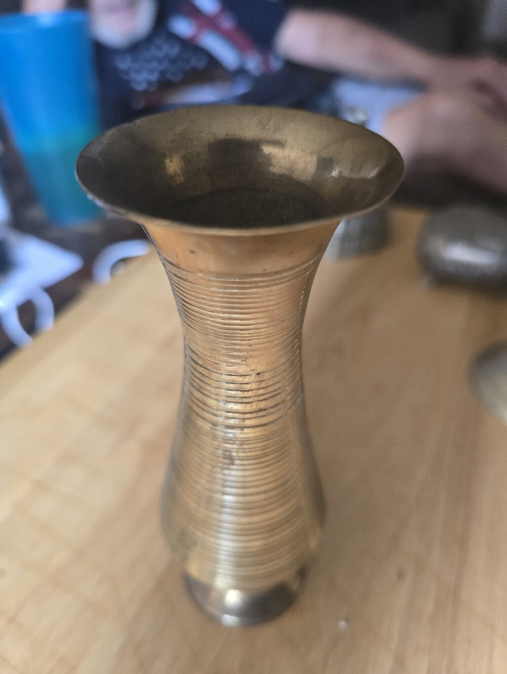 Brass Fluted Decorative Vase - Gold Finish